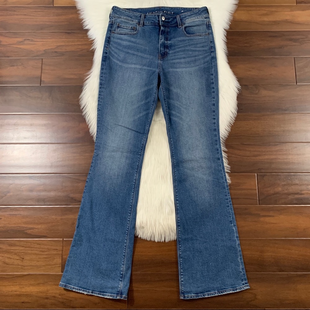 American Eagle Hi Rise Artist Flare Denim Jeans Size 14